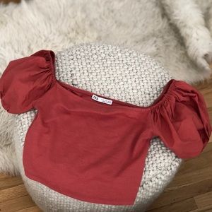 Zara Puff Sleeve Crop Top Sz Small